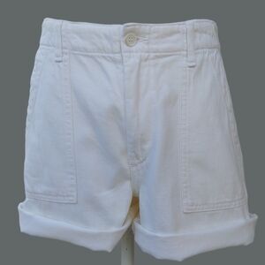Reformation Organic Cotton White Denim Utility Shorts Women's 28